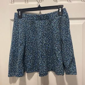Blue floral printed “SO” skater skirt